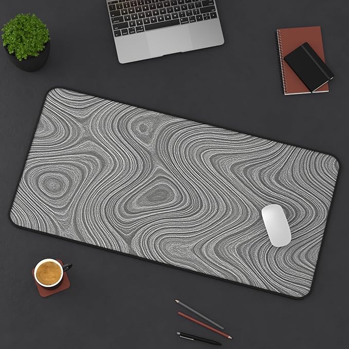 Brushed Metal Texture Desk Mat - Extended Mouse Pad & Desk Pad, Neoprene Surface, Non-Slip Rubber Base, Stitched Edges, Desk Protector for Keyboard & Mouse, Sizes 12x18/12x22/16x32 (Damascus, 16x32)