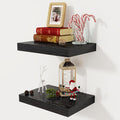 12 Inch Deep Black Floating Shelves, 16 x 12 Floating Shelf for Books, Rustic Wood Deep Wall Shelves for Home Storage & Display, 2" Thicked Shelves for Kitchen, Living Room, Bedroom, 2 Pack