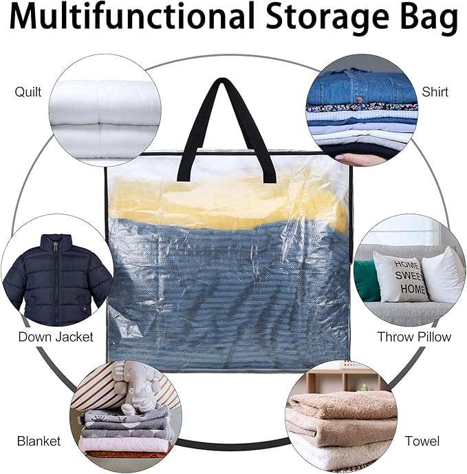 4 Pack Wreath Storage Bag, 26 Inches 90 L Wreath Storage Container, Reinforced Handles & Smooth Zippers, Foldable Large Storage Bags for Christmas/Seasonal Wreaths, Clothing, Bedding, Blankets, Toys