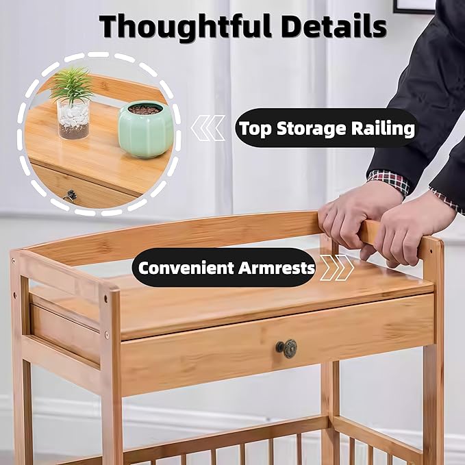 Kitchen Carts on Wheels with Storage, Rolling Storage Cart with Handles, Lockable Wheels, Top Drawer, Utility Carts on Wheels Microwave Stand for Kitchen, Living Room