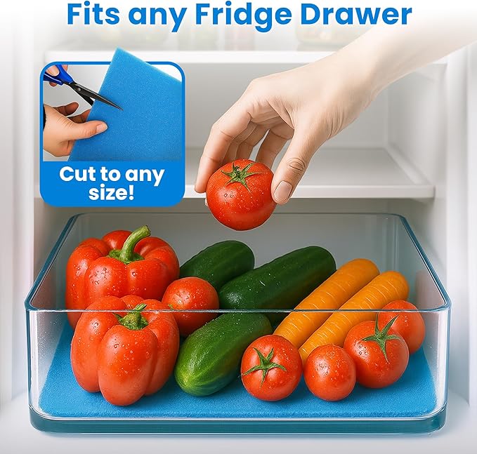 2X The Life of Your Produce - Refrigerator Bin Liners by MESS - Anti Bruise Airflow Mat - Crisper Liners - Washable, Reusable, Cut to Any Size - 3 Mats 15x12 BPA Free