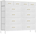 Chest of Drawers for Bedroom with 12 Deep Drawers Tall Fabric Dresser, Storage Cabinet for Closet, Nursery, Bedside, Living Room, Entryway, Hallway (White)