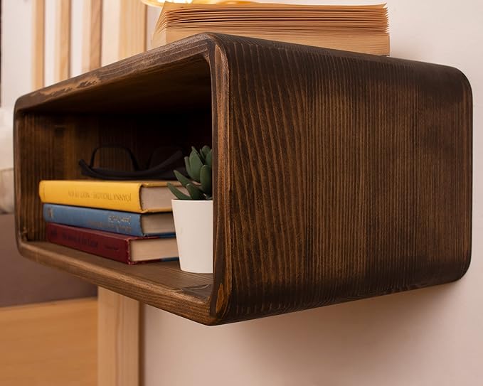 Floating Nightstand Wooden, Bedside Table, Nightstand Shelf, Handmade, Wall Mounted Bedside Shelf, Minimalist and Unique Style (Vancouver)