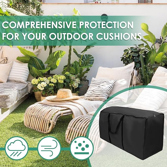 2 Pack Patio Furniture Storage Bag Extra Large Protective Cushion Cover with Zippered Waterproof for Patio Furniture with Zippers and Handles Size 68 inch L x 30 inch W x 20 inch H (2)