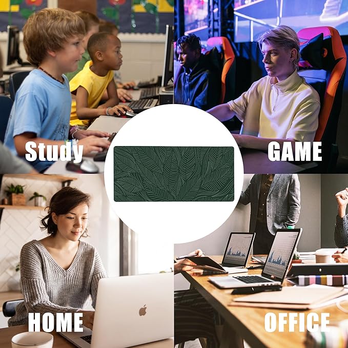 Golden Tropical Leaf Large Gaming Mouse Pad,Waterproof Desk Mat for Desktop,Non-Slip Rubber Base Mousepad with Stitched Edges for Laptop Office and Home 35.4X15.7 Inch