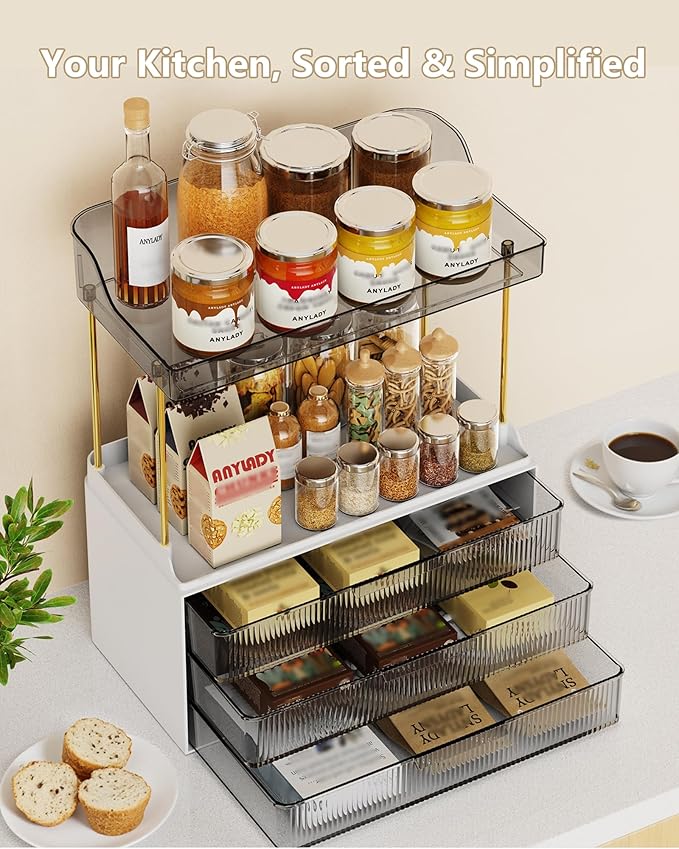 Bathroom Organizers and Storage, Makeup Organizer (Sturdy Durable Attractive), Ideal for Vanity, Countertop, Counter, Perfume, Skincare, Cabinet, Cosmetic, Dresser Organizer (Black)