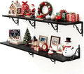 Fun Memories 55 Inch Floating Shelves, Long Floating Shelves Wall-Mounted, 12 Inch Deep Bookshelf with Bracket, 55" W x 12" D Shelves for Wall Display & Storage, Black, Set of 2