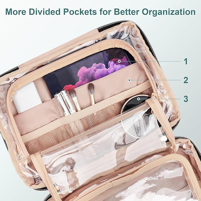 Everfun Hanging Travel Toiletry Bag for Women Traveling With Leakproof Compartment Makeup Cosmetic Organizer Dopp Kit Travel Accessories Essentials Must Have