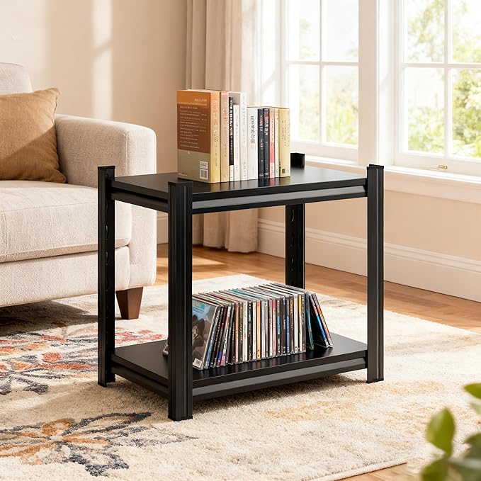 2-Tier End Table, Sofa Side Table for Small Space with Storage Shelf, Couch Table & Nightstand for Living Room, Bedroom, Office,22''H×20''W×14''D