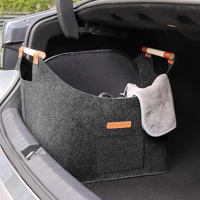 XL 4MM Felt Firewood Carrier | Log Carrier for Firewood | Wood Container with Extra Thick Felt Foldable & Reinforced Handle | Storage Basket for Shopping, Firewood, Logs, Newspaper (BLACK)