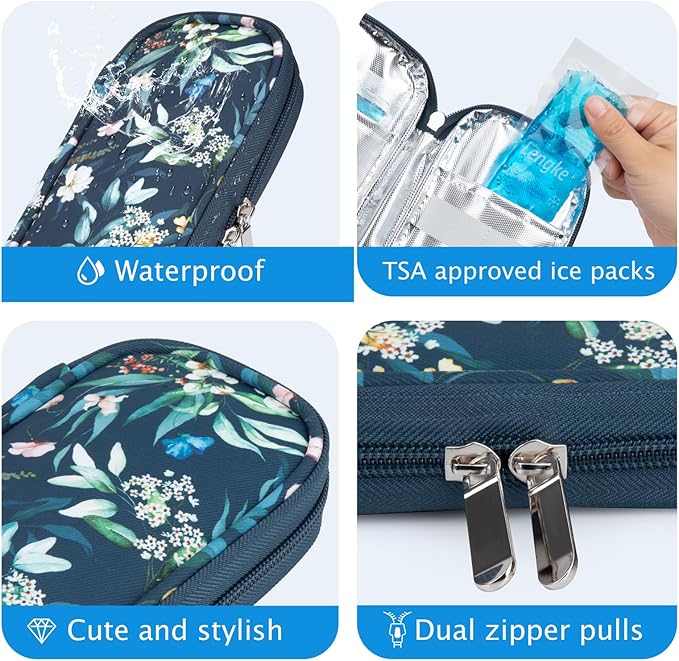 YOUSHARES Insulin Cooler Travel Case - Portable Refrigerated Medicine Case for Insulin Pen, Medication and Diabetic Supplies with 2 TSA Approved Ice Pack