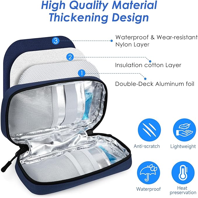YOUSHARES Insulin Cooler Case - Travel Medicine Cooler Bag for Diabetes Supplies, Insulin Pen Case with 2 TSA Approved Gel Ice Packs (Black)
