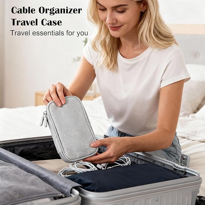 Travel Cable Organizer Tech Pouch: Portable Double Layers Cord Organizer Bag, Waterproof Travel Case Storage Bag for Cord, Charger, Earphone, USB Disk, Electronic Accessories, Travel Essentials
