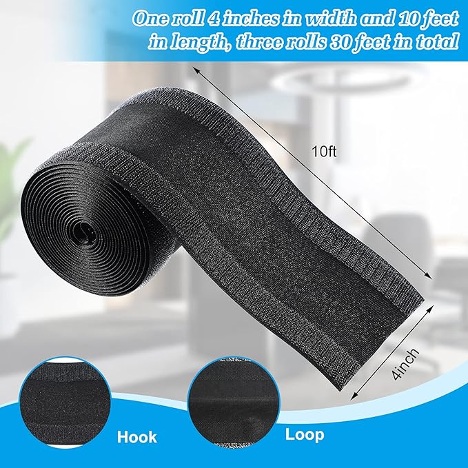 WILLBOND Carpet Cord Cover Cable Protector Floor Cover Cable Protector Management Only for Commercial Office Carpet(29.53 ft,Black)