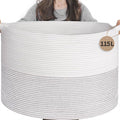 INDRESSME 115L Extra Large Blanket Basket, Cotton Rope Toy Baskets Storage Kids Toy Bin for Playroom Decor Woven Baby Laundry Basket for Organizing, Black Stitch