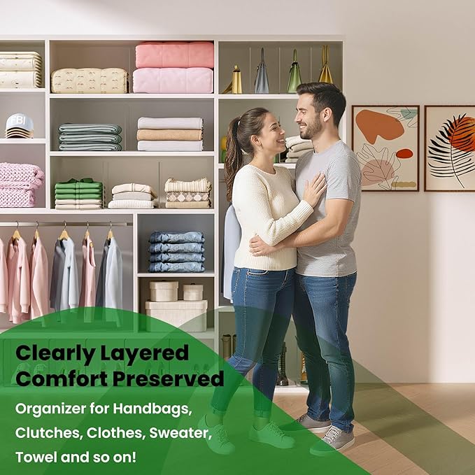 Shelf Dividers for Closet Organization: 8 Pack 10" Tall X 8.4" Deep Acrylic Clear Vertical Shelves Separators - Adhesive Adjustable Easy to Install Remove - Handbags/Clothes/Towel Storage