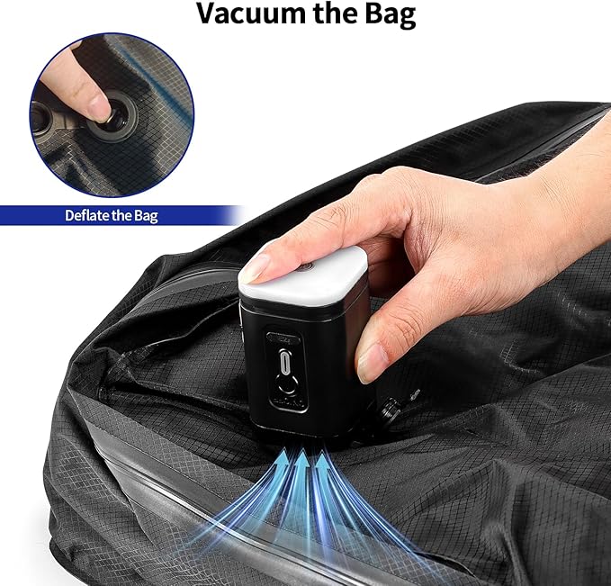 Keaber Travel Vacuum Bag with Pump,Reusable Airless Vacuum Bag for Travel Luggage, Space Saver Vacuum Storage Bags Sealer for Clothing (1-Pack,Black,USB Electric Pump)