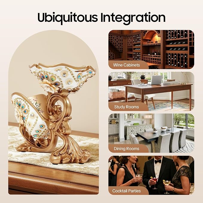 Wine Bottle Holder, Gold Wine Glass Holder Countertop with Flower Relief, Vintage Tabletop Rack Decor for Home Bar Restaurant Club Hotel