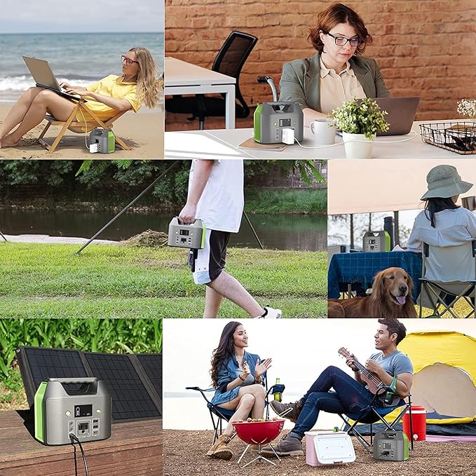 EnginStar Portable Power Station, 150W 155Wh Power Bank with 110V AC Outlet, 6 Outputs External Battery Pack Portable Backup Battery Laptop Charger with LED Light for Home Camping