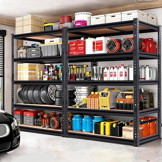 72" H Storage Shelves,Storage Shelves Heavy Duty,2400LBS Metal Shelving Units,Adjustable Garage Shelving Heavy Duty for Garage Storage,Warehouse,16"x35.5"x72"