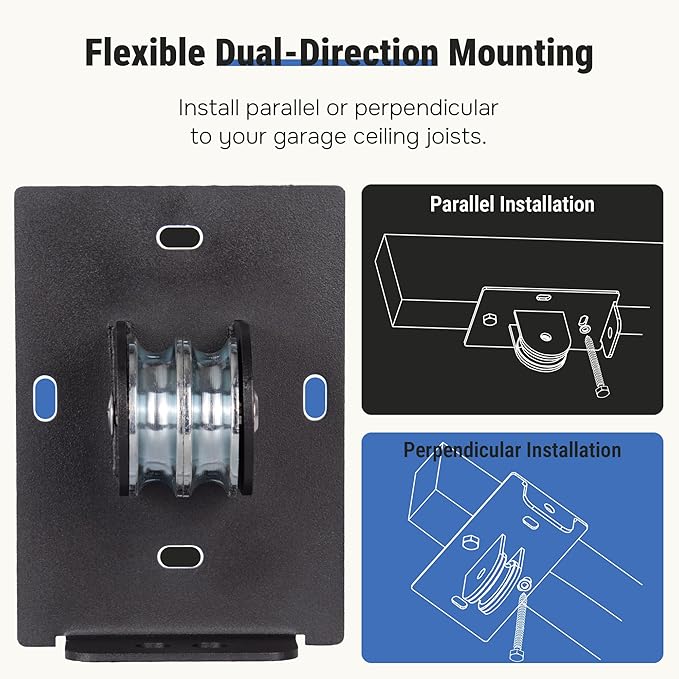 Kayak Hoist for Garage Ceiling with Metal Pulley System Holds 150 lbs, 5.5" Low-Profile Canoe Storage Lift, Parallel or Perpendicular Mounted