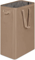 efluky Slim Laundry Basket, Narrow Laundry Hamper with Handles, Collapsible Dirty Clothes Hamper, Tall Laundry Bin for Laundry Room, Dorm and Bedroom, 19.8 Gallon (75L) Flax Brown