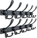 Dseap Coat Rack Wall Mount 2.0 Pro: Heavy Duty 300% Thicker, 16" Stud Mount, Stainless Steel Wall Coat Hooks Hanger for Clothes Jackets Hats Entryway Closet, MaxStrong Series, Black, Pack of 2