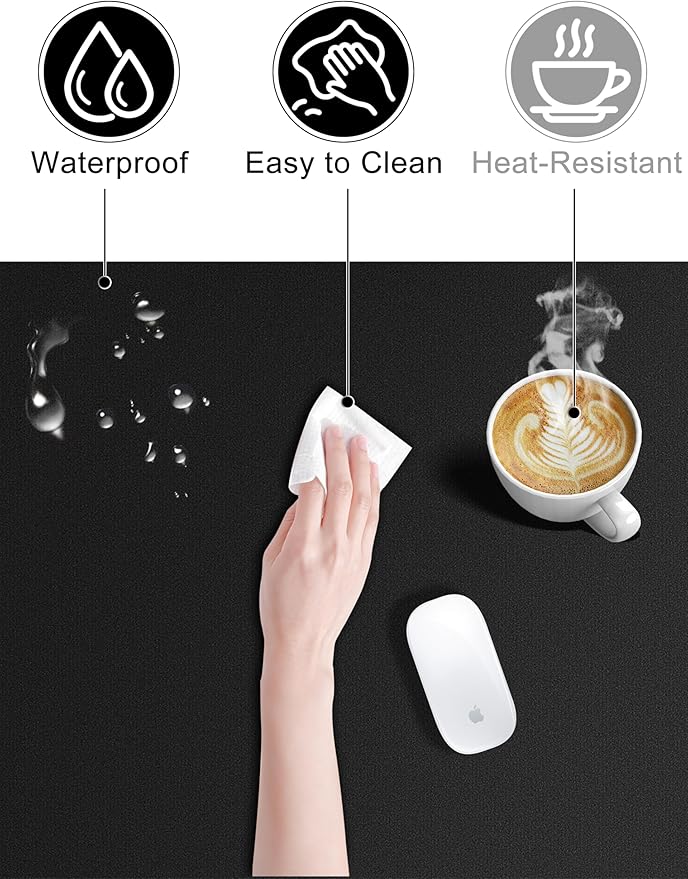 TopMade Wireless Charging Mouse Pad, Gaming Mousepad Home Office Large Desk Pad with Ultra-Smooth Surface, Non-Slip Base, Waterproof Keyboard Mat (Includes 20W PD Power Adapter & 6.56ft Woven Cable)