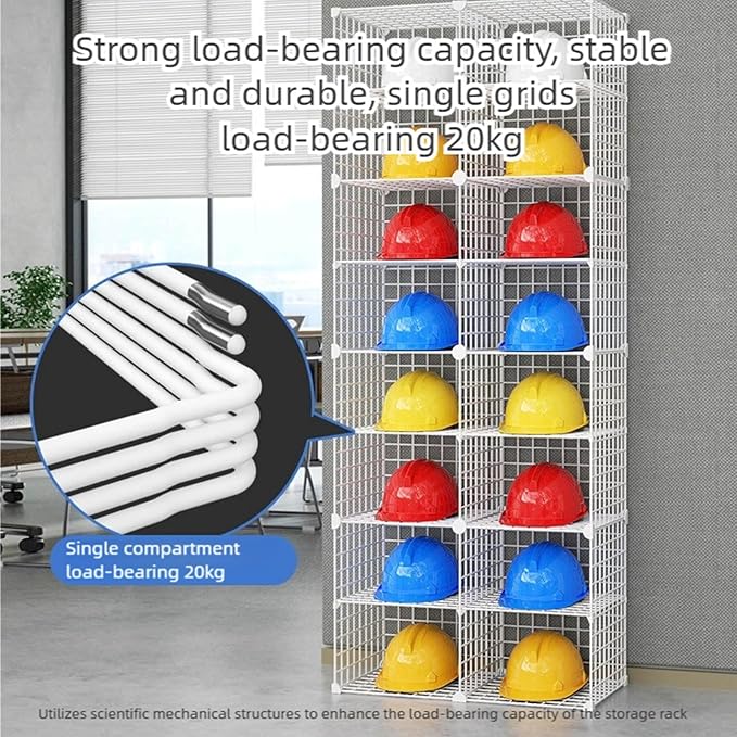 Stackable Safety Helmet Storage Boxes, Large Adjustable Hard Hat Placement Organizer Rack,with Wheels,for Construction Site/Garage/Workshop/Factory Helmet Display Shelf (Black, 24 Grids-3 * 8)