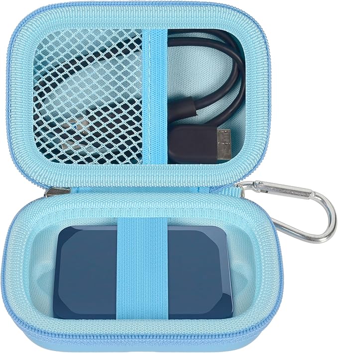 Carrying Case Compatible with Crucial X10/ X9 Pro 4TB/ 2TB/ 1TB Portable SSD, External Solid State Drive Hard Storage Holder Bag Fits for USB-C Cable (Box Only) (Blue)