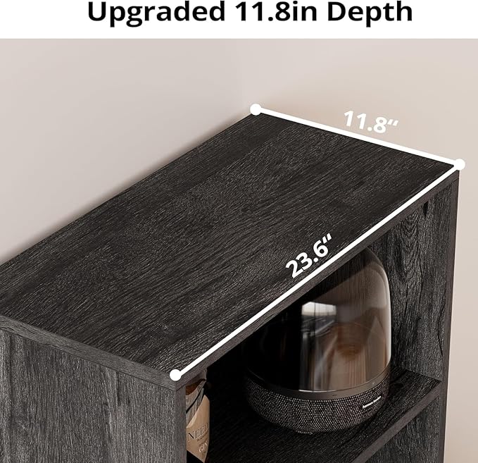 IRONCK Industrial Bookshelves and Bookcases with Doors 11.8 in Depth Set of 2 Floor Standing 5 Shelf Display Storage Shelves Bookcase Home Decor Furniture for Home, Office, Living Room, Bedroom