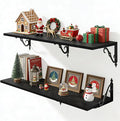 Fun Memories 40 Inch Floating Shelves Wall Mounted, 12 Inch Deep Wall Shelves with Bracket, Rustic Hanging Bookshelf, 40" Bookshelves for for Living Room, Kitchen and Bedroom, Black, Set of 2