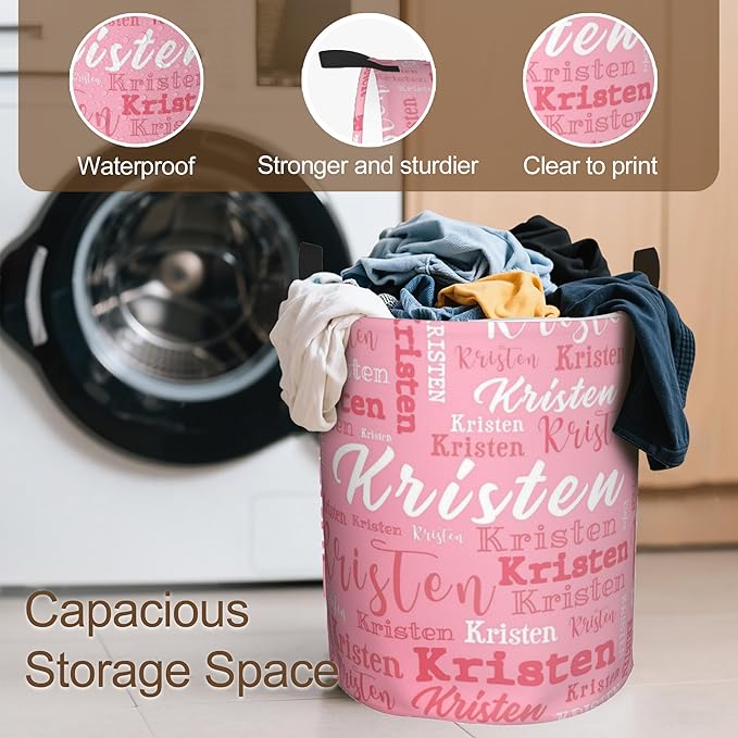 Custom Name Laundry Hamper, Personalized Laundry Baskets with Name for Boys Girls Women Men, Customized Collapsible Dirty Clothes Hamper Easy Storage Gifts for Bedroom Bathroom Living Room