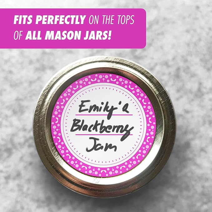 Canning Labels Dissolvable Stickers for Mason Jars and More (2" Round 200/roll) Canning Supplies Washes Off in Seconds Like Magic - Jar Labels Homemade Jam, Jelly, and More (Fuschia)