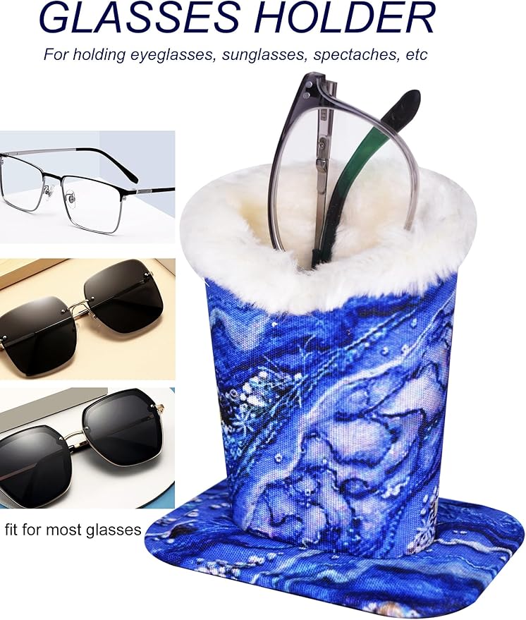 Baitaihem Eyeglasses Holder for Nightstand Soft Plush Lined Sunglasses Holder Stand Protective Glasses Case For Bedside,Desk