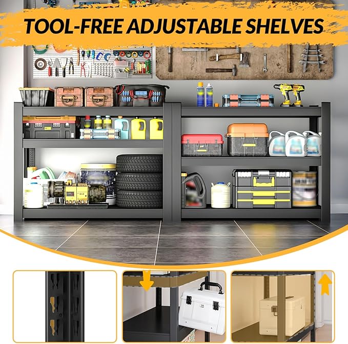 BESFUR 36" H Garage Shelving, 1500LBS 5-Tier Heavy Duty Storage Shelves and Metal Shelving Unit, Adjustable Metal Storage Shelves, for Warehouse Pantry Closet Garage,16"*36"*36"
