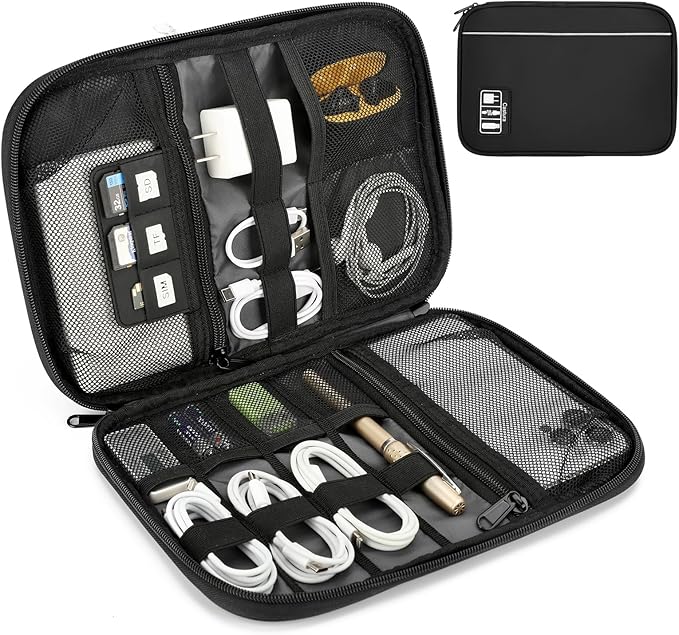 Electronic Organizer Travel Case, All-in-One Portable Cable Organizer Bag for Storage, Cord Organizer Tech Accessories for Cables, Chargers, Power Bank, Flash Drive, SD Card
