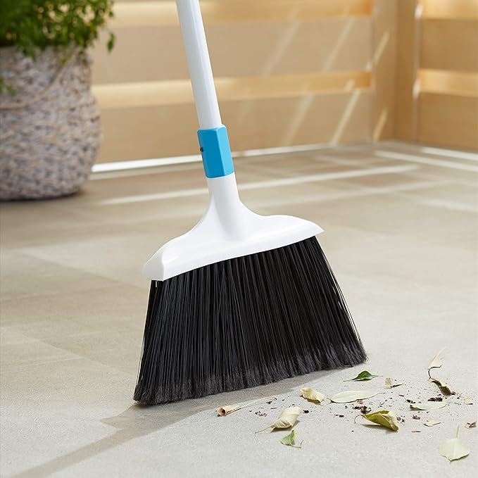 Amazon Basics Heavy-Duty Broom, Blue and White