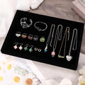 Mornajina 13.8" x 9.5" Velvet Jewelry Tray Jewelry Display Tray, Stackable Empty Plate Trays for Earrings Necklaces Bracelet Rings Display Showcase - Black