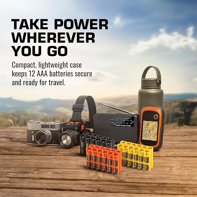 Storacell AAA-12 Battery Storage Caddy and Dispenser (Pack of 2), Yellow, Holds 12 AAA Batteries (Not Included), Durable & Compact Design, The Original Battery Caddy, Made in The USA