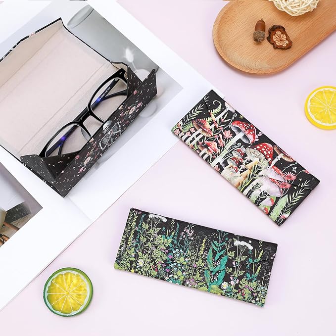 Foldable Glasses Case, Magnetic PU Leahter Sunglasses Case, Cute Hard Shell Folding Eyeglass Cases for Women Kids