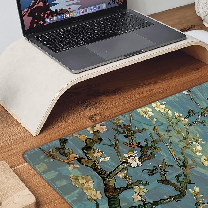 Almond Blossoms Large Mouse Pad,Gaming Keyboard Desk Pad,Extended Mouse Mat Non-Slip Rubber Base with Stitched Edges for Office Game Home XXL 35.4"x15.7"