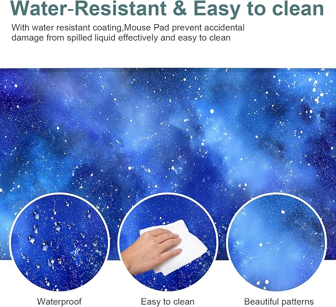 Starry Sky Gaming Mouse Pad 31.5"x11.8"Desk Mat Anti-Slip Rubber Base & Durable Stitched Edges for Gamers Smooth Mouse Writing Surface for Desk Office/Home