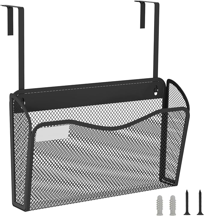 Wall File Organizer, Mesh Hanging File Organizer, Home Office Organization and Storage, 1 Pockets Document Magazine Rack