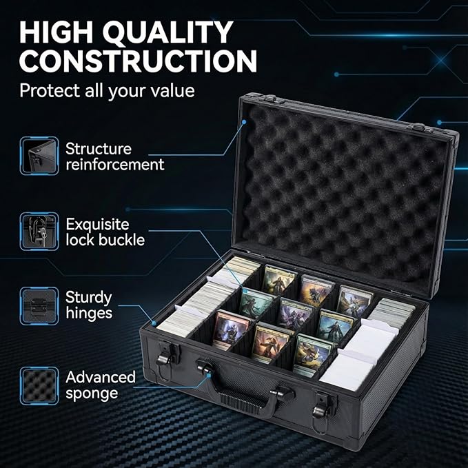 Premium Trading Card Storage Box Holds 3750 Cards with Adjustable Dividers and Durable Acid-Free Plastic, Ideal for MTG, TCG, Sports Cards