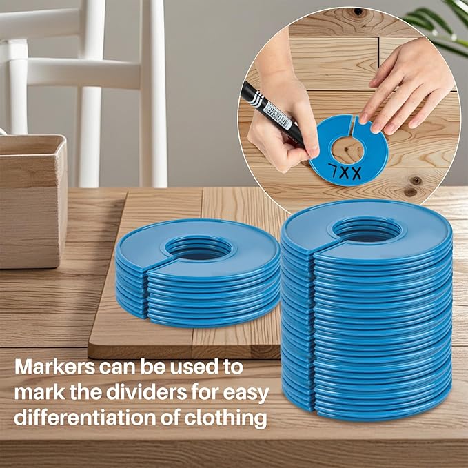 Sukh Closet Dividers 30pcs - Plastic Clothes Organizer Shelf Tags Labels for Clothing Rack Wardrobe Store Warehouse Nursery Must Haves Boutique Supplies Sturdy Durable Flexible No Burrs (Blue)