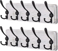 Dseap Coat Rack Wall Mounted - 5 Tri Hooks, Heavy Duty, Wooden Wall Coat Hanger Coat Hook for Clothes Hat Jacket Clothing, White & Black, Pack of 2