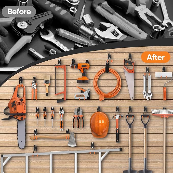 Nacial 16 Pack Garage Hooks Heavy Duty, Utility Steel Garage Storage Hook with 2 Storage Straps, Utility Garage Wall Mount Hooks for Hanging Bike, Ladder and Garden Tools, Perfect for Father Day Gifts