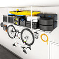 FLEXIMOUNTS 4x8 Overhead Garage Storage Rack with 6 Hooks, Adjustable Storage Organization System, Heavy-Duty Metal Ceiling Racks, 22.6" -39.4" Ceiling Dropdown, Lite Series