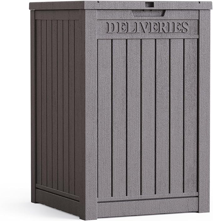 55 Gallon Resin Deck Box, Waterproof Outdoor Storage Box for Patio Furniture, Garden Tools, and Pool Accessories, Lockable UV-Resistant Storage Bin Bench Cabinet for Outside, Grey